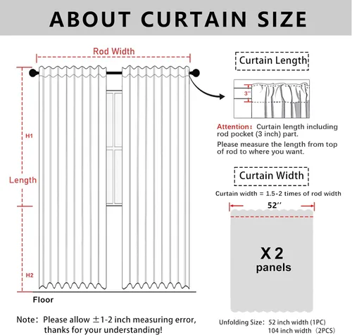 Miniatura 7 de XWZO Cortinas blancas 100% opacas con alzapaños, 2 capas gruesas completamente sombreadas con bolsillo para barra y pestaña trasera, cortinas