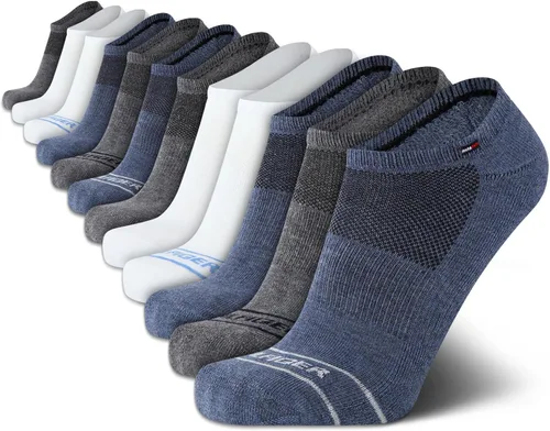 Miniatura 31 de Tommy Hilfiger Calcetines de corte bajo para hombre, paquete de 12 calcetines deportivos para correr que absorben la humedad para hombre
