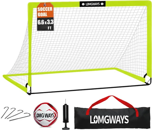 LOMGWAYS Soccer Goal – Foldable Frame Net for Kids + Youth – Indoor + Outdoor Soccer Goal with Carry Bag – Easy Set up – Multiple Sizes for Practice