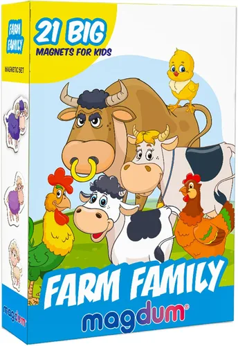 Miniatura 9 de Imanes de nevera para niños pequeños – magdum – 21 imanes familiares de granja para nevera – Lindos animales magnéticos para niños – Imán seguro