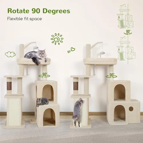 Miniatura 3 de Globlazer F50 Torre para Gatos para Gatos Adultos de Interior, Árbol para Gatos Resistente de 50 Pulgadas para Gatos Grandes, Casa de Árbol