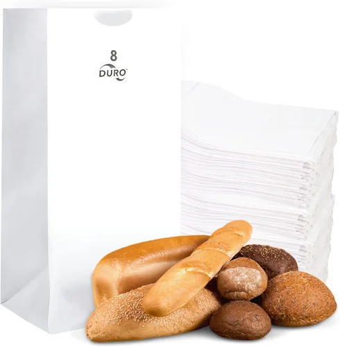 Miniatura 13 de Duro 4# Bolsas de almuerzo de papel blanco de 100 unidades, bolsas de papel desechables a granel, pequeñas SOS para palomitas de maíz, dulces