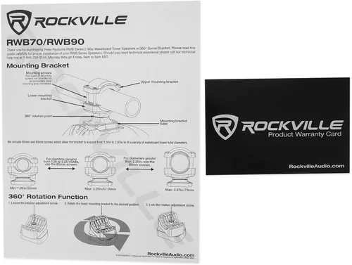 Miniatura 9 de Rockville Par de altavoces de torre de wakeboard marinos RWB70W de 500 W pico/300 W RMS de 4 ohmios, giro de 360 grados, impermeable, soportes