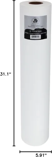 Miniatura 8 de New York Central Rollo de papel de acuarela grande para artistas, prensa en frío de 300 libras, 31 pulgadas x 10.94 yardas, 100% algodón, blanco