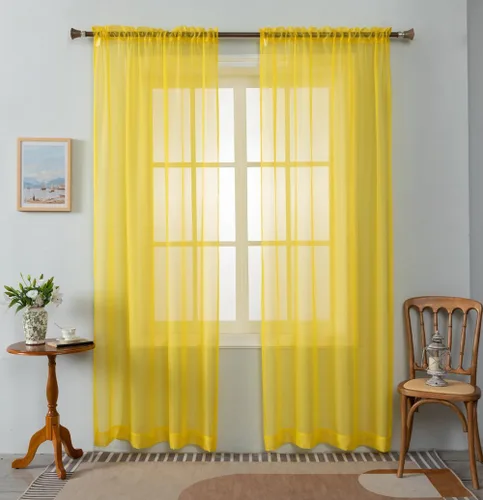 Miniatura 35 de WPM - Cortinas traslúcidas de gasa transparente con bolsillo para barra, 2 paneles de cortinas traslúcidas para dormitorio, cocina, sala de estar