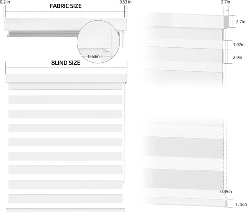 Miniatura 2 de Persianas de cebra de tamaño personalizado para ventanas de interior, filtrado de luz y oscurecimiento de habitación (color blanco)