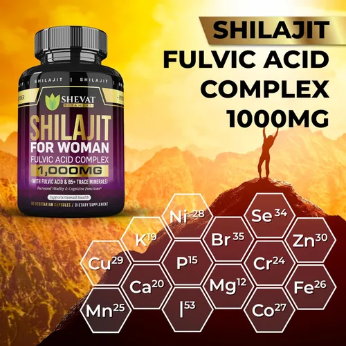 Miniatura 7 de Shilajit Cápsulas de 1000 mg – Shilajit puro para mujeres con ácido fúlvico orgánico para energía y apoyo inmunológico, suplementos minerales