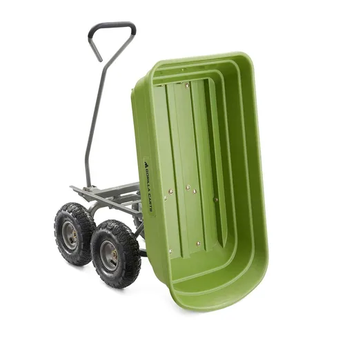 Miniatura 8 de Gorilla Carts Poly Garden Carro Volquete, Contenedor de 4 Pies Cúbicos, Capacidad de Transporte de 600 Libras, Verde – Vagón Utilitario de Servicio