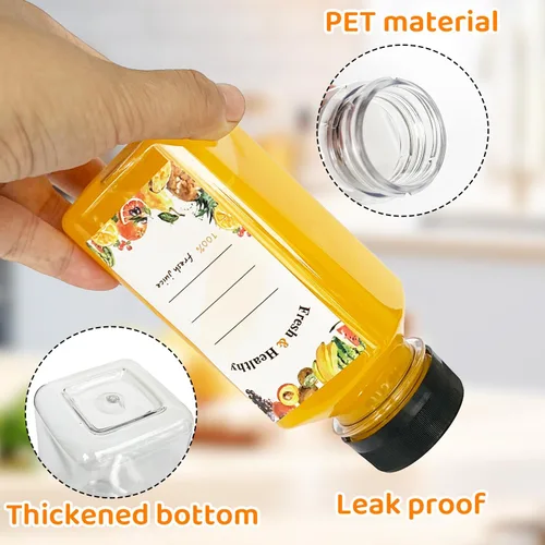Miniatura 7 de 36 unidades de botellas de plástico de 8 onzas con tapas, botellas de jugo con tapas, recipientes reutilizables transparentes para bebidas a granel