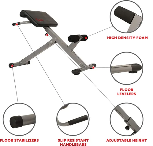 Miniatura 3 de Sunny Health & Fitness Multi-Function Roman Chair with Dip Station & Sit-Up Bench, Adjustable Heavy-Duty Strength Training Equipment for Glutes