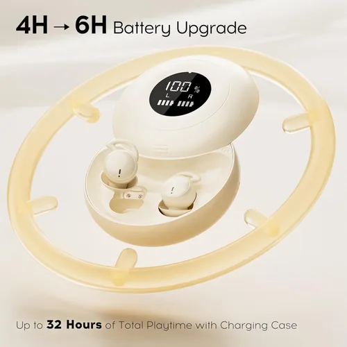 Miniatura 6 de Auriculares para dormir Bluetooth 6.0, mini auriculares invisibles de silicona para dormir de lado, auriculares con bloqueo de ruido, auriculares