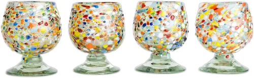 Miniatura 8 de Auténticos vasos de chupito soplados a mano de tequila mexicano - Juego de 4-2 onzas - Mini snifters de vidrio - Base pesada - Coñac (Confeti)
