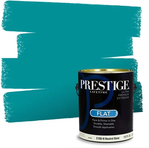 Miniatura 55 de Prestige Paints. - Base y pintura para exteriores en un solo galón, 1 galón. plano, comparable con Sherwin Williams Topsail. SW6799-PCM