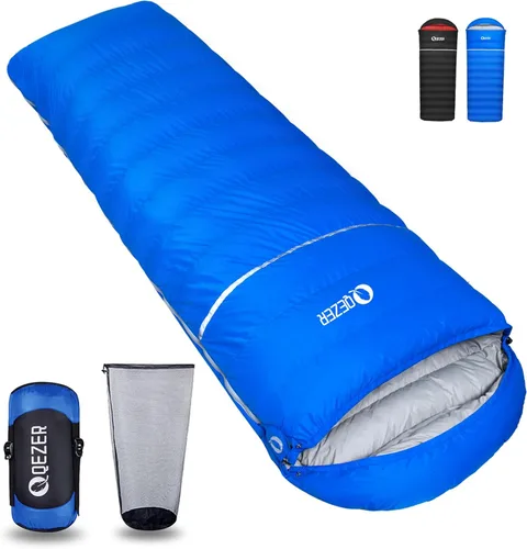 Miniatura 11 de Saco de dormir de plumón para adultos, 600 de potencia de relleno, ultraligero y compacto con saco de compresión para mochileros, camping, senderismo