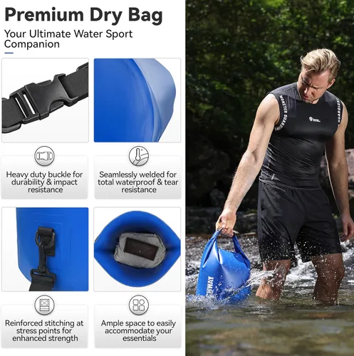 Miniatura 2 de MARCHWAY - Bolso seco flotante e impermeable 1.32/2.64/5.28/7.93/10.57 galones, parte superior enrollable, mantiene secos equipos de kayak rafting