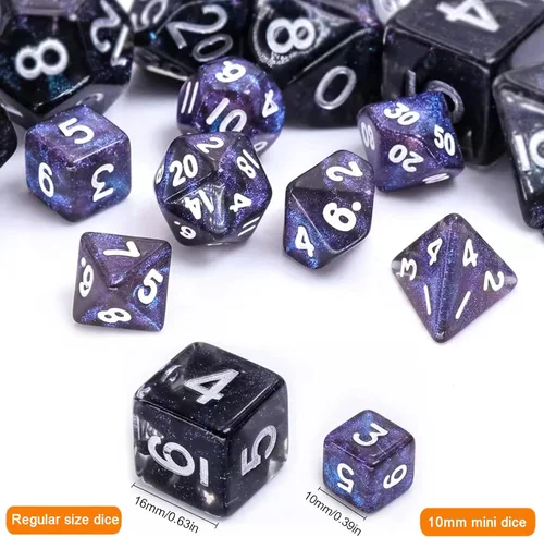 Miniatura 3 de Juego de dados Mini DND de 0.394 in, 15 juegos de dados poliédricos RPG (105 piezas) para MTG, RPG, D&D Dungeons and Dragons Juego de rol