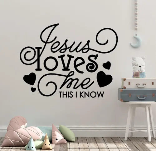 30 x 24 pulgadas Jesús me ama esto sé corazón lindo para la Biblia Tells Me So Song Niños calcomanía de pared mural arte decoración del hogar