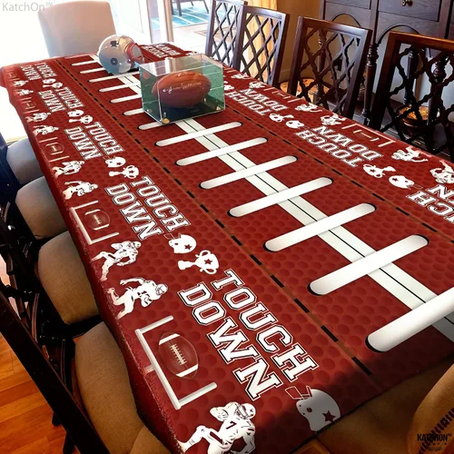 Miniatura 5 de KatchOn, XtraLarge - Mantel de fútbol – Paquete de 3 Decoraciones de fiesta de fútbol Mantel de campo de fútbol marrón Mantel de touchdown