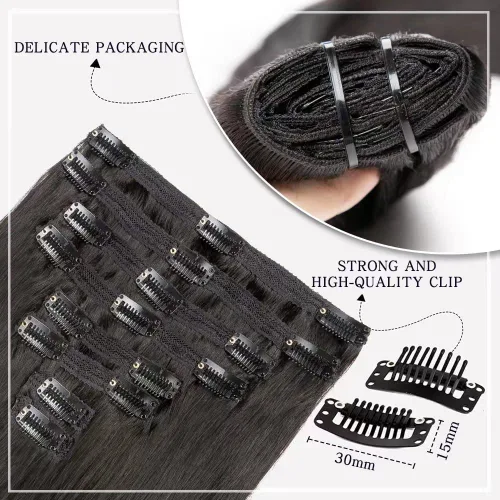 Miniatura 3 de Amethyst Extensiones de cabello humano real con broches, para mujeres negras, 4.23 oz, 100% sin procesar, cabello virgen brasileño de 26 pulgadas, 8