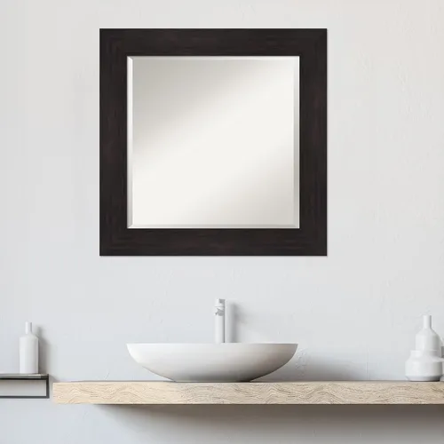 Miniatura 5 de Amanti Art Espejo de baño marrón para sobre lavabo, espejo de tocador cuadrado de 26x26 para muebles, marco espresso mediano casual, se cuelga