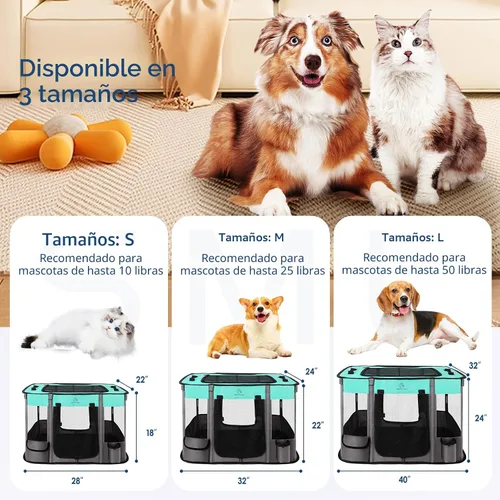 Miniatura 2 de Corralito para perros de 40 x 32 x 24 pulgadas, corralito plegable para cachorros y gatos, jaula portátil para hacer ejercicio, cubierta de sombra