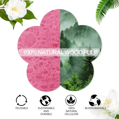 Miniatura 2 de 50 esponjas faciales comprimidas, esponjas faciales naturales, esponjas exfoliantes con forma de flor, reutilizables, el mejor regalo de maquillaje