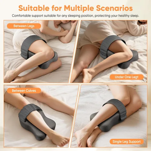 Miniatura 7 de Knee Pillow for Side Sleepers, Leg Pillow for Side Sleeping, Sciatica Pain Relief, Hip with Ergonomic Memory Foam – Large Grey Cushion for Thigh