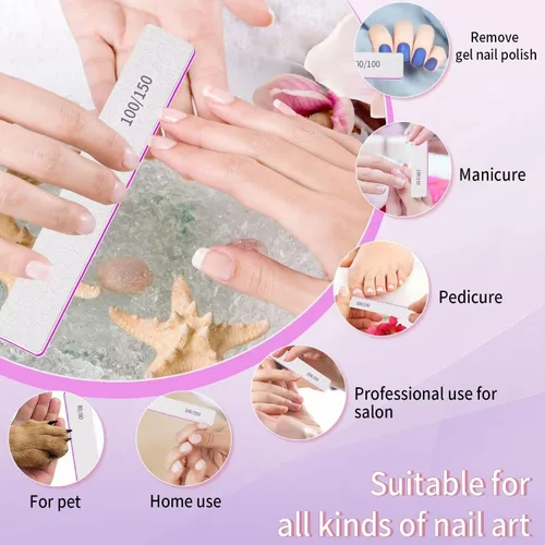 Miniatura 6 de Herramientas profesionales de manicura de lima de uñas para aseo y peinado, extensión de uñas de polietileno en salón, doble cara, grano 80/80, 12