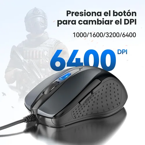 Miniatura 2 de Mouse óptico ergonómico USB alámbrico TeckNet Pro S2 para laptop, 6 botones, 2000DPI Gris