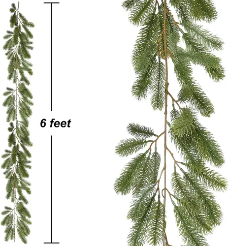 Miniatura 2 de Lvydec Guirnalda de pino de Navidad, guirnalda de vegetación de Navidad de 6 pies, agujas de pino realistas, hojas de ciprés para mantel