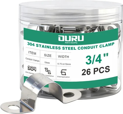 Miniatura 21 de OURU 30 abrazaderas de conducto de 1 pulgada de acero inoxidable 304, abrazadera de tubo de metal rígido en U, correa de tubo de 2 agujeros