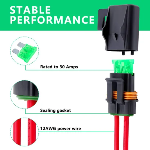 Miniatura 2 de Newdeli Portafusibles en línea impermeables 12V con cubierta Paquete de 6 - Portafusibles en línea para fusible de cuchilla ATO/ATC