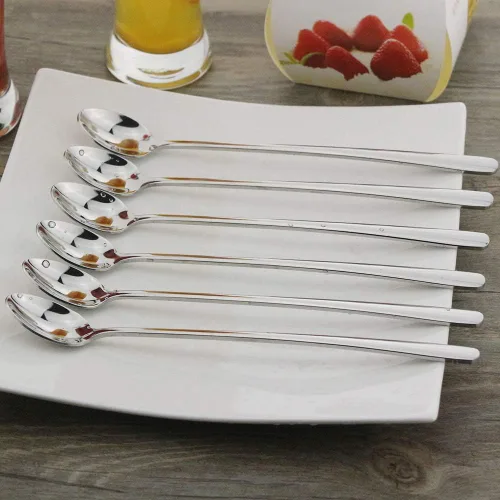 Miniatura 3 de Cuchara de mango largo, cuchara de té helado de 9 pulgadas, cucharadita de acero inoxidable 18/10 prémium para mezclar, mezclar cócteles, té, café