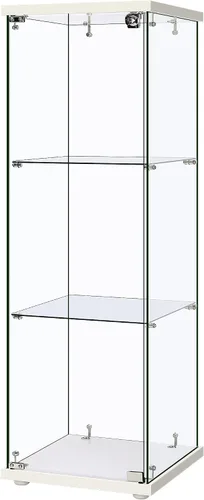 Miniatura 9 de VIVOHOME Gabinete de exhibición de vidrio de 2 capas con cerradura, 15.7" x 15.7" x 31.9" (ancho x profundidad x altura), vidrio templado, base