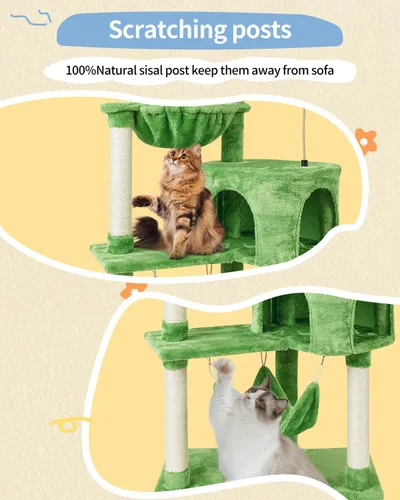Miniatura 3 de KIYUMI - Árbol para gatos, torre para gatos, condominio con poste de rascado de sisal para gatos de interior, mueble con hamaca y percha, juguetes
