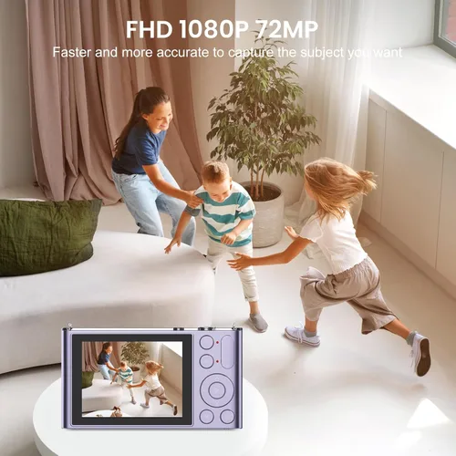 Miniatura 2 de Cámara digital, cámara para niños, UHD 4K 72MP apuntar y disparar cámaras digitales con tarjeta de memoria de 32 GB y zoom digital de 16X anti