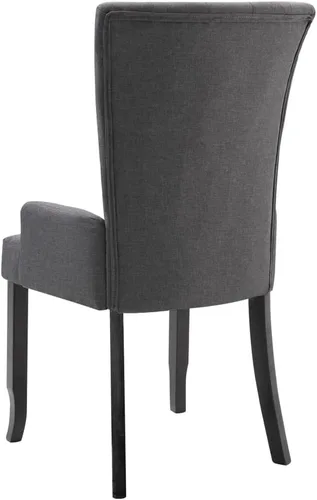 Miniatura 6 de Ergonomic Dining Chair, Dark Grey Polyester Fabric, Solid Oak Wood Frame, Modern Kitchen & Dining Room Furniture