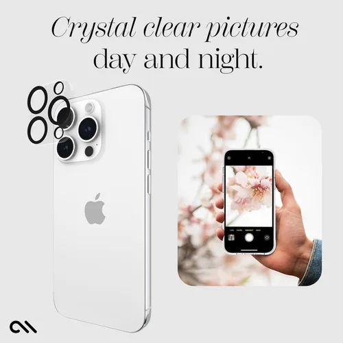 Miniatura 6 de Case-Mate Protector de lente de cámara con anillos de aluminio negro para iPhone 15 Pro Max/iPhone 15 Pro - Doble vidrio templado - Tecnología