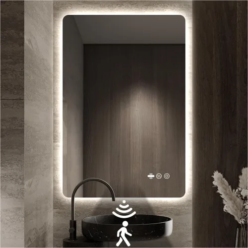 Miniatura 11 de Espejo LED Negro para Baño, 32"x24" Espejo de Baño Inteligente con Luces, Sensor de Movimiento, Antivaho, Regulable Sin Escalones y 3