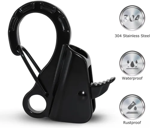 Miniatura 3 de Gancho de anclaje para barco, fácil de usar, sistema de anclaje sin nudos con liberación rápida, clips de gancho de anclaje de barco de acero