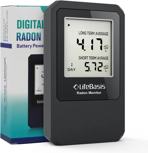 Miniatura 9 de Life Basis - Detector de radón para el hogar, probador de radón portátil para el hogar con monitoreo de radón a largo y corto plazo, rango de 0-500