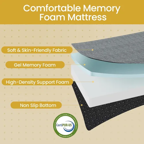 Miniatura 2 de Colchón triple plegable tamaño matrimonial – Colchón plegable de espuma viscoelástica de doble capa de 6 pulgadas, sofá cama futón portátil
