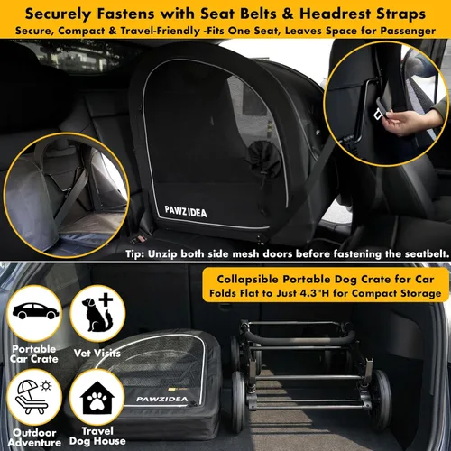 Miniatura 6 de PAWZIDEA Cochecito de perro 3 en 1 para perros grandes con transportador desmontable de hasta 100 libras, 45% extra alto para perros, jaula de auto