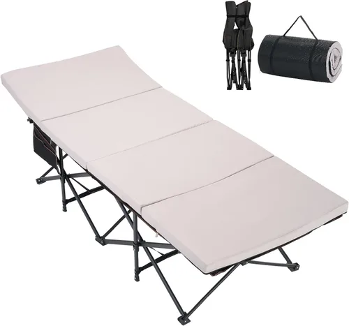 Miniatura 30 de DoCred Catre plegable XXL de gran tamaño con colchón, catre de dormir resistente, cama portátil para adultos al aire libre con bolsa de transporte
