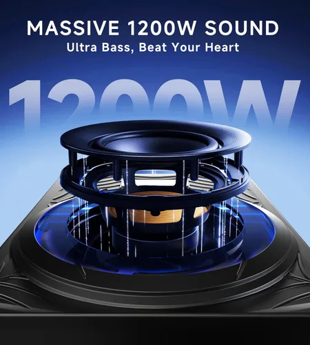 Miniatura 8 de Subwoofer de 1200W, paquete de subwoofer y amplificador delgado para debajo del asiento del automóvil con luz ambiental, control individual