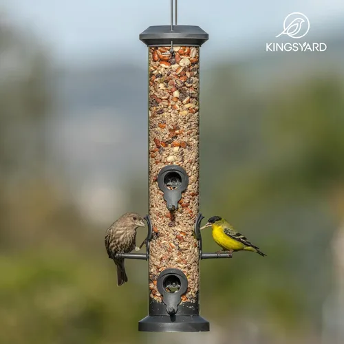 Miniatura 7 de Kingsyard Paquete de 2 alimentadores de tubo con 6 puertos de alimentación para colgar en exteriores, plástico duro de alta calidad resistente a