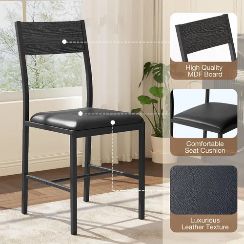 Miniatura 7 de Pamapic Juego de mesa de comedor redonda para 4, mesa de cocina y sillas para 4, mesa de pedestal circular de comedor, marco de metal sólido, ahorro