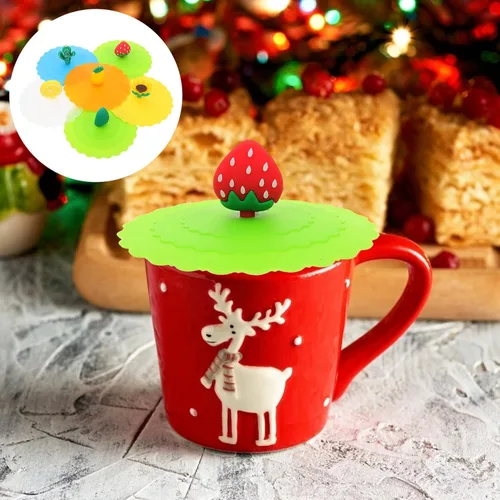 Miniatura 9 de Cabilock 6 tapas elásticas para tazas, con forma de cactus, pajilla, tazas de silicona, utensilios de cocina