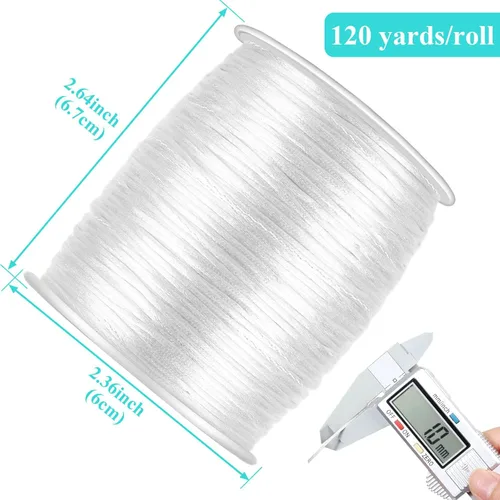 Miniatura 3 de Anezus Cordón de nailon blanco, cuerda de nailon para manualidades, cuerda de satén sedoso para pulseras trenzadas, collares colgantes, llaveros