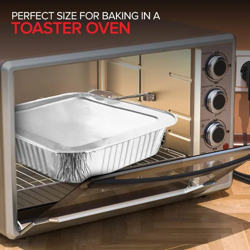 Miniatura 3 de Sartenes de aluminio de 8 x 8 con tapas (paquete de 10) sartenes cuadradas de aluminio de 8 pulgadas con tapas, bandejas de aluminio y tapas